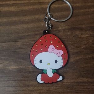 Hello kitty strawberry rubber keychain